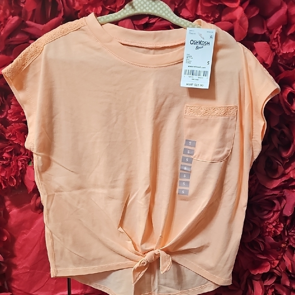 OshKosh B'gosh NWT Peach Tie-Front Girls Top Size 5